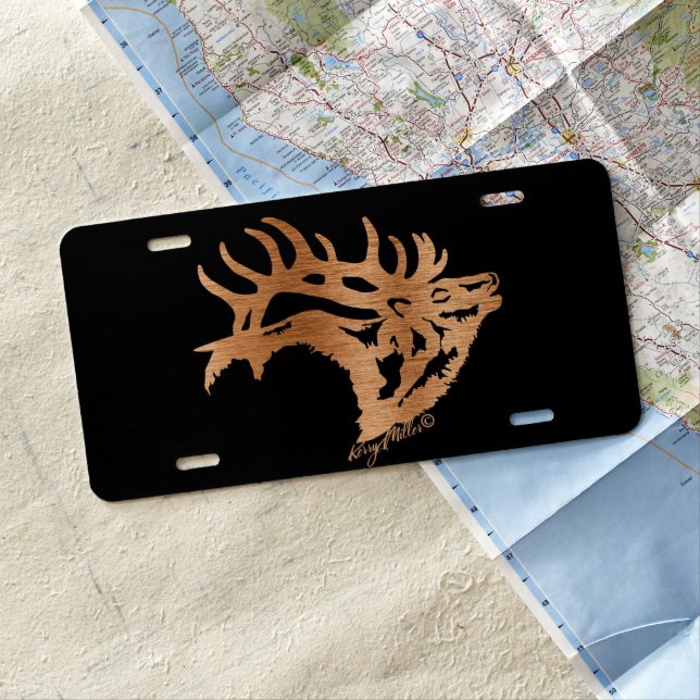 Bull Elk Silhouette License Plate (In Situ)