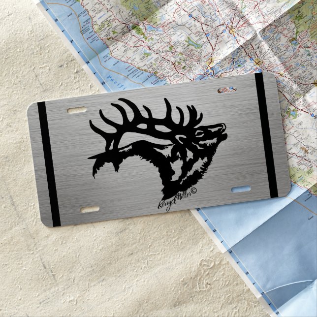 Bull Elk Silhouette License Plate (In Situ)