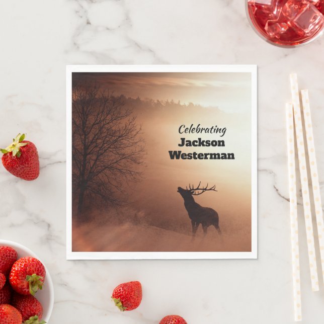 Bull Elk Silhouette Memorial  Napkins (Insitu)