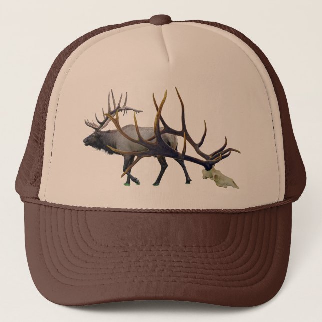 Bull elk skull make your own trucker hat (Front)