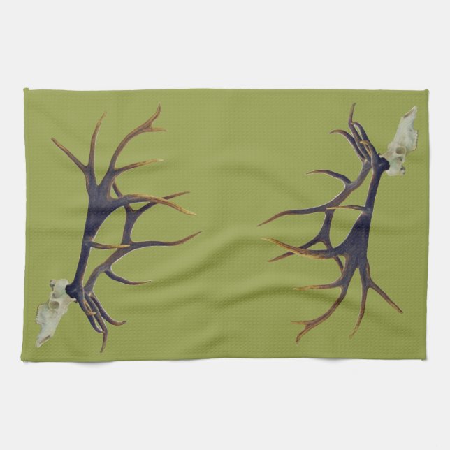 Bull elk skull side view kitchen towel (Horizontal)