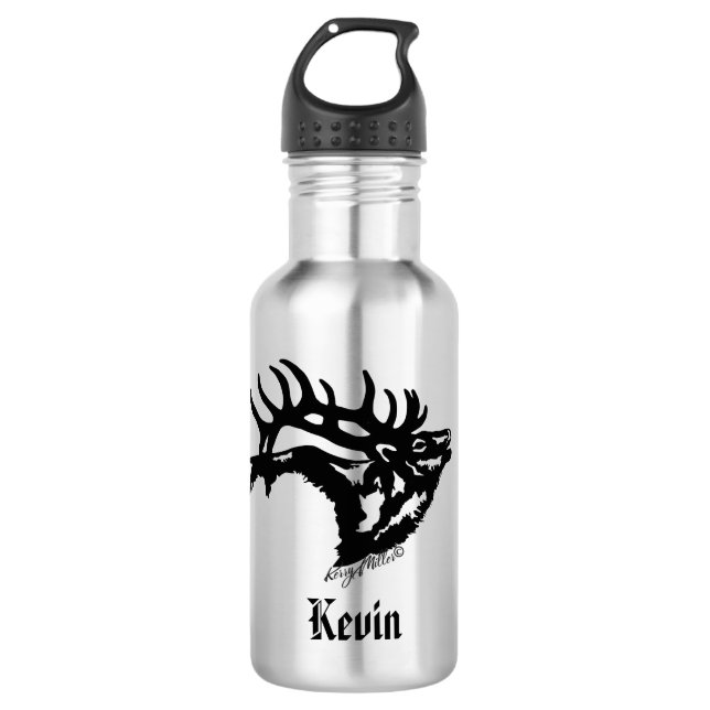 Bull Elk Stainless Steel Water Bottle (Front)