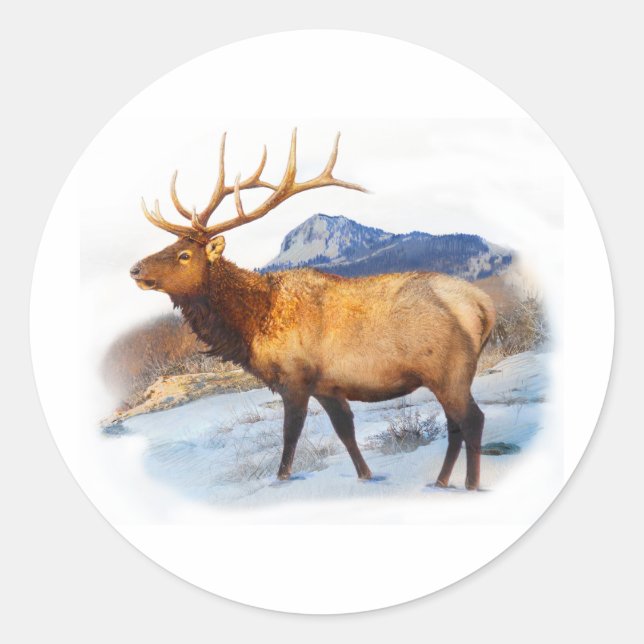 bull elk t idea.pdf classic round sticker (Front)