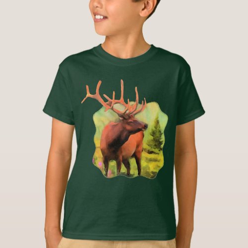 Bull Elk Wildlife Kids T_shirt