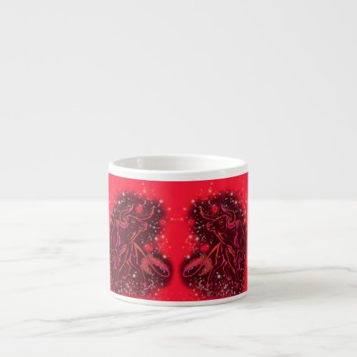 Bull Espresso Cup Running In Red Starry Night