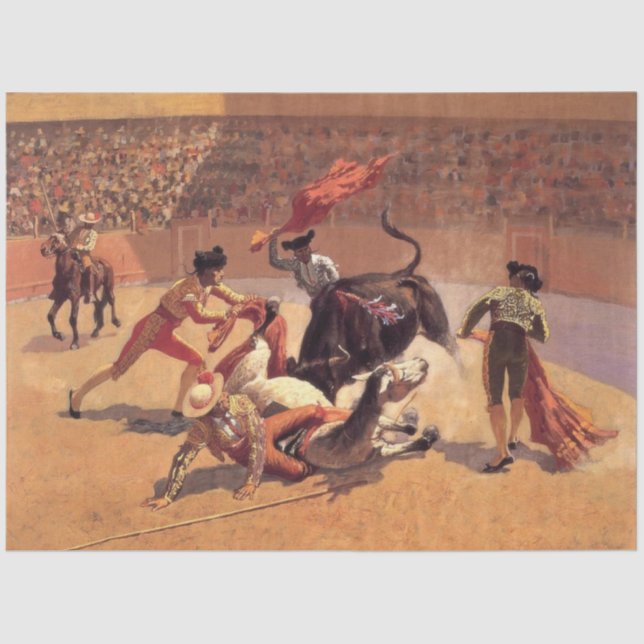 Bull Fight in Mexico (by Frederic Remington) Tissue Paper (Front)