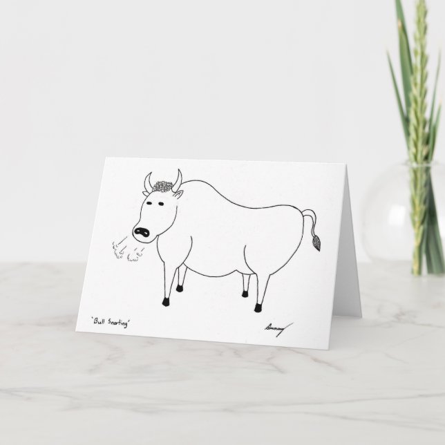 Bull Folk Art Greeting Card (Front)