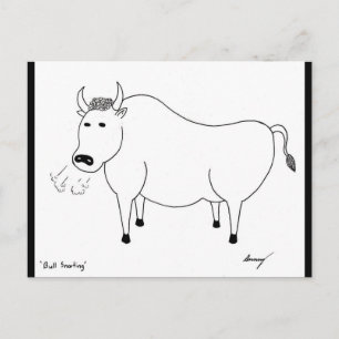 Bull Folk Art "I Miss You!...NO BULL!" Postcard