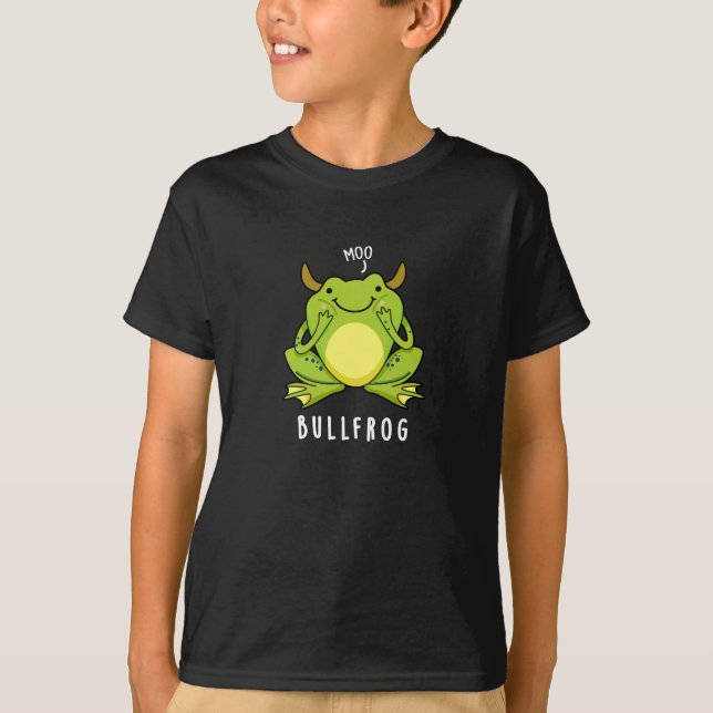 Bull Frog Funny Animal Frog Pun Dark BG T-Shirt (Front)