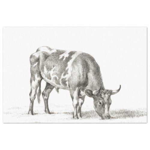 Bull Grazing Ephemera Decoupage Vintage Farm Cow Tissue Paper
