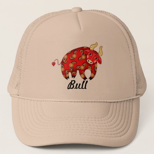 Bull Hat - Cap Design in Red - Customizable! | Zazzle.com