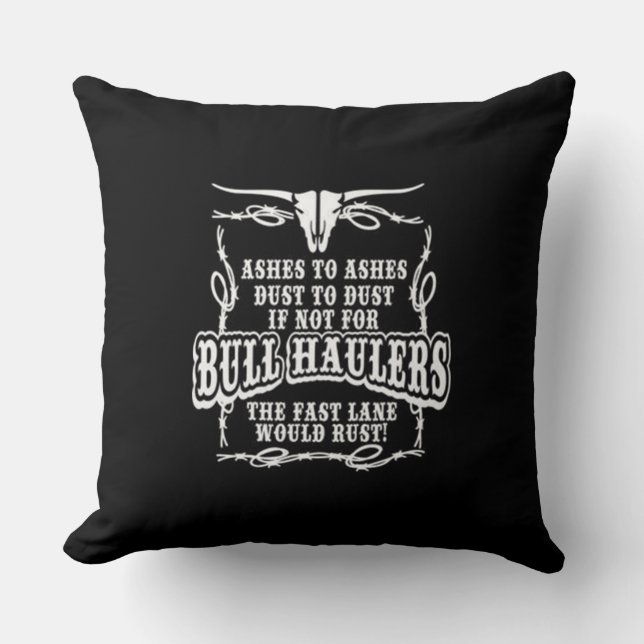 Bull Haulers Throw Pillow (Front)