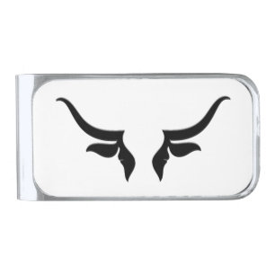 Bull Horns  Silver Finish Money Clip