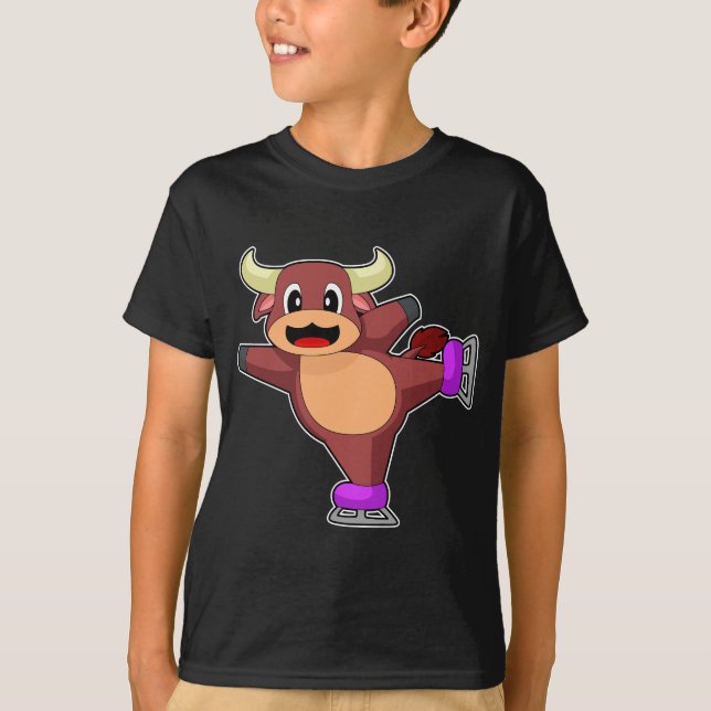 Bull Ice skating Ice skates T-Shirt (Front)