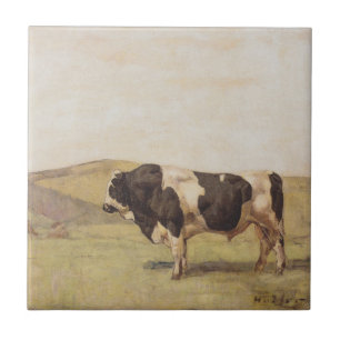 Bull in a Swiss Landscape (by Ferdinand Hodler) Ceramic Tile