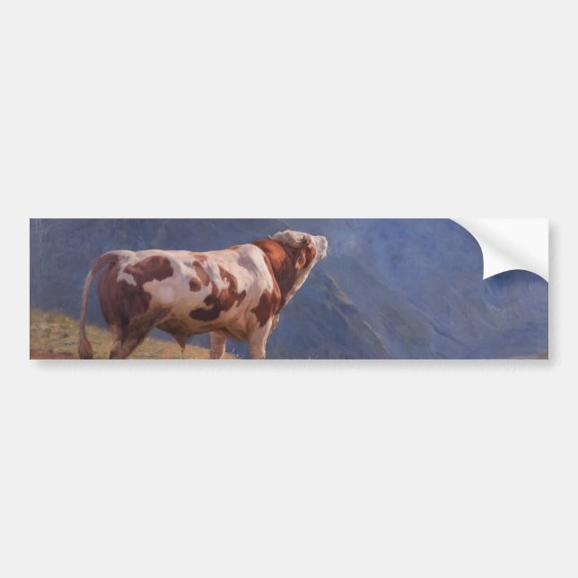 Bull in the Alps (by Eugène Burnand) Bumper Sticker (Front)