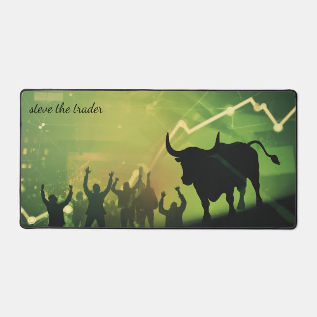 Bull Market Celebration Personalized Desk Mat (Front)