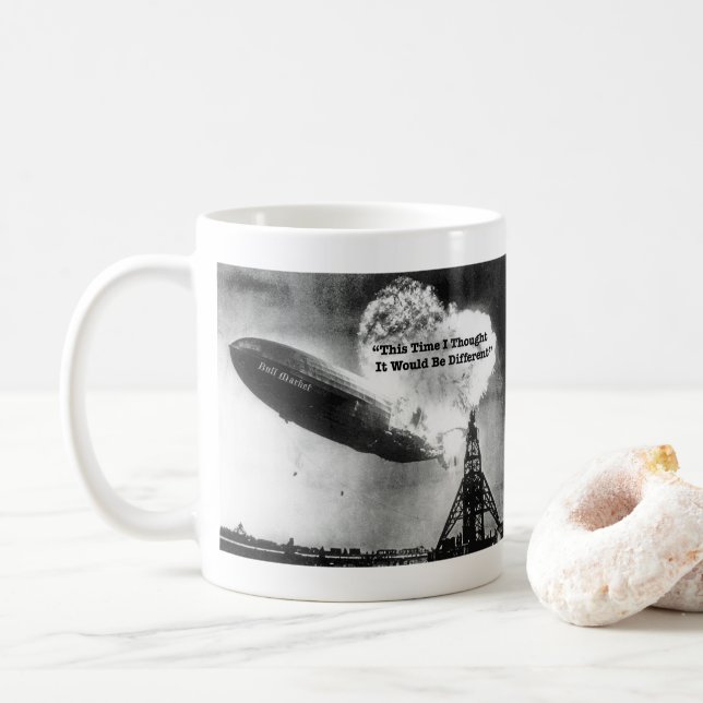 Bull Market Crash Humor Coffee Mug (With Donut)