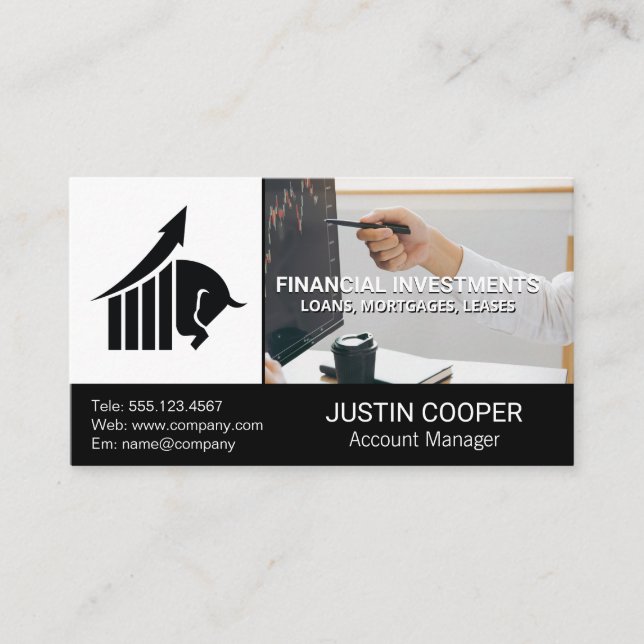 Bull Market Logo | Financial Analytics Business Card (Front)