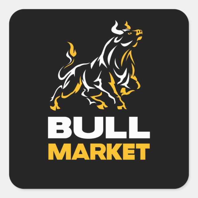 Bull Market Stock Trader Wallstreet Investor Square Sticker (Front)