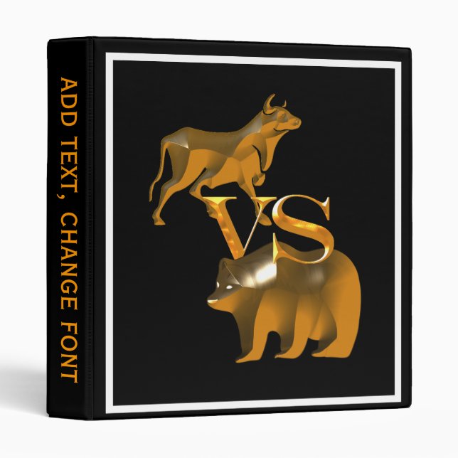 Bull Market Vs Bear Market 3 Ring Binder (Front/Spine)