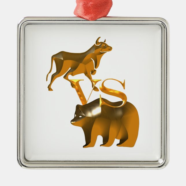 Bull Market Vs Bear Market Metal Ornament (Front)