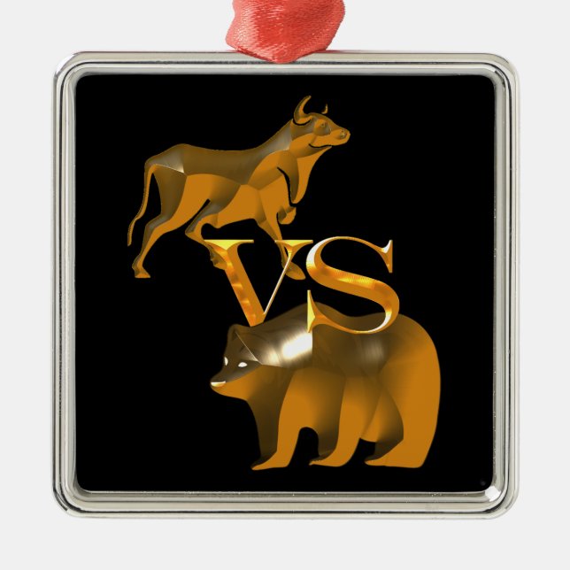 Bull Market Vs Bear Market Metal Ornament (Front)