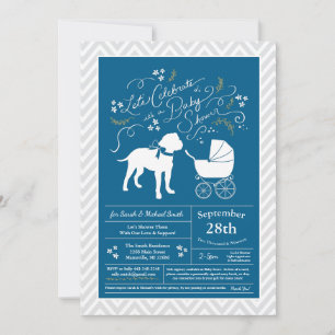 Bull Mastiff Dog Baby Shower Blue Boy Invitation