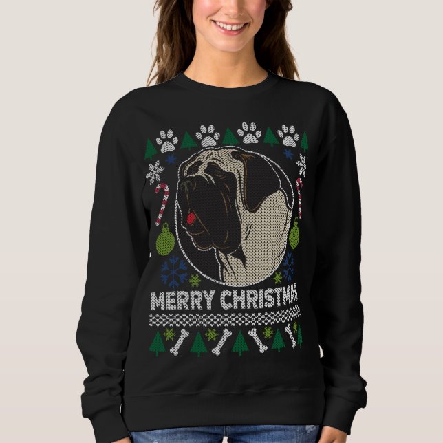 Bull Mastiff Dog Breed Ugly Christmas Sweater (Front)