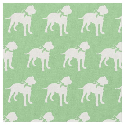 Bull Mastiff Dog Silhouette Bullmastiff Sage Green Fabric