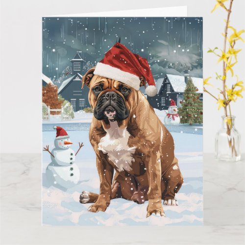 Bull Mastiff Dog Winter Wonderland Christmas Joy Card