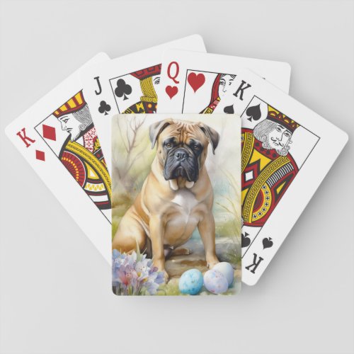 Bull Mastiff Dog with Easter Eggs Holiday  Playing Cards