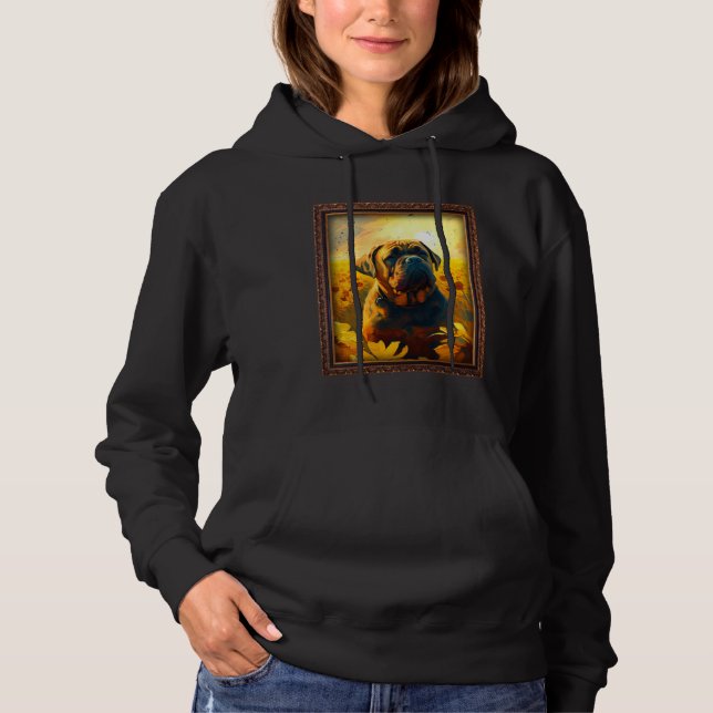 Bull Mastiff Painting Sunflower Flower Mom Women F Hoodie (Front)
