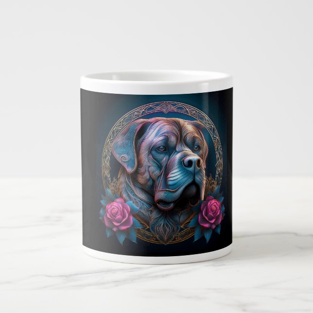Bull Mastiff Peers Through A Time Portal Giant Coffee Mug (Front)