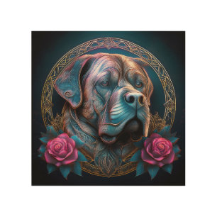 Bull Mastiff Peers Through A Time Portal Wood Wall Art