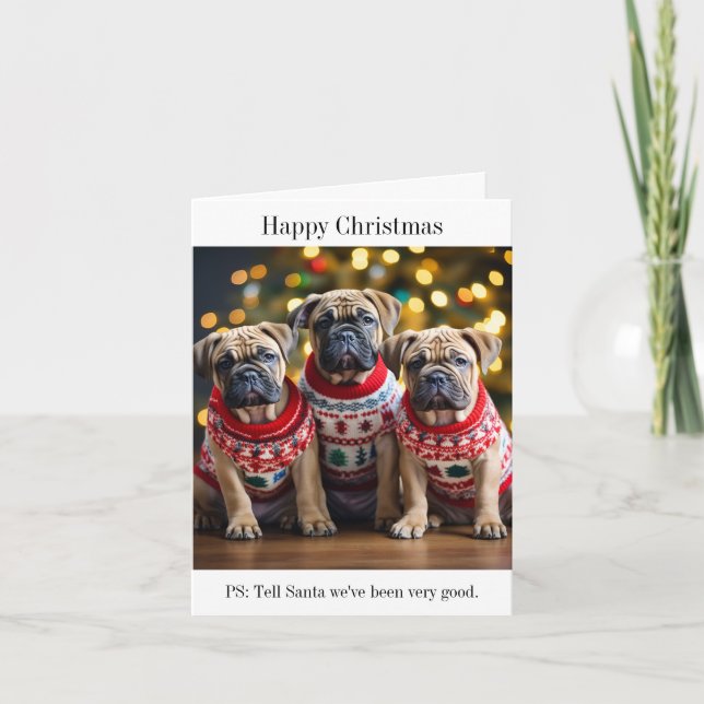Bull Mastiff Puppies Christmas Card (Front)