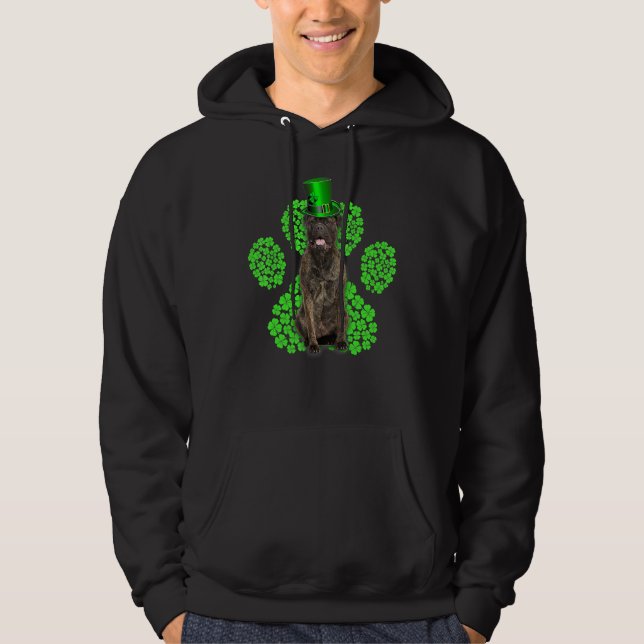 Bull Mastiff Shamrock Paw Clovers St Patrick's Day Hoodie (Front)