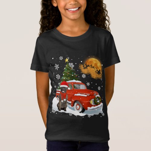 Bull Mastiff Vintage Wagon Red Truck Christmas Tre T_Shirt