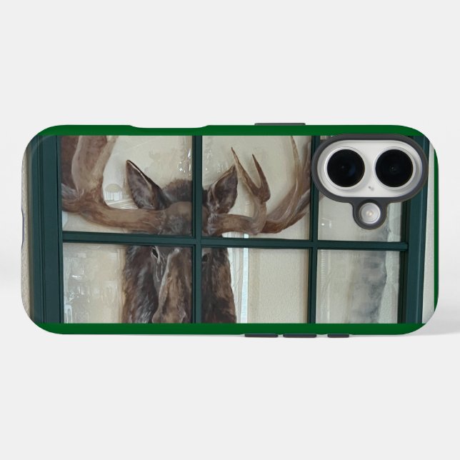 Bull Moose Art Designed iPhone 16 Case Case  (Back (Horizontal))