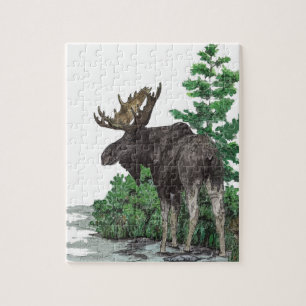 Bull moose art jigsaw puzzle