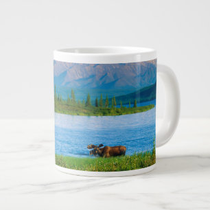Bull moose in Wonder Lake Giant Coffee Mug