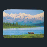 Bull moose in Wonder Lake iPad Mini Cover<br><div class="desc">Wonder Lake,  Bull moose feeds on vegetation,  Alaska mountains in the distance,  Denali National Park,  Alaska</div>