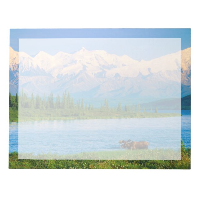 Bull moose in Wonder Lake Notepad (Front)
