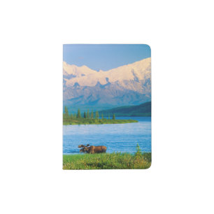 Bull moose in Wonder Lake Passport Holder