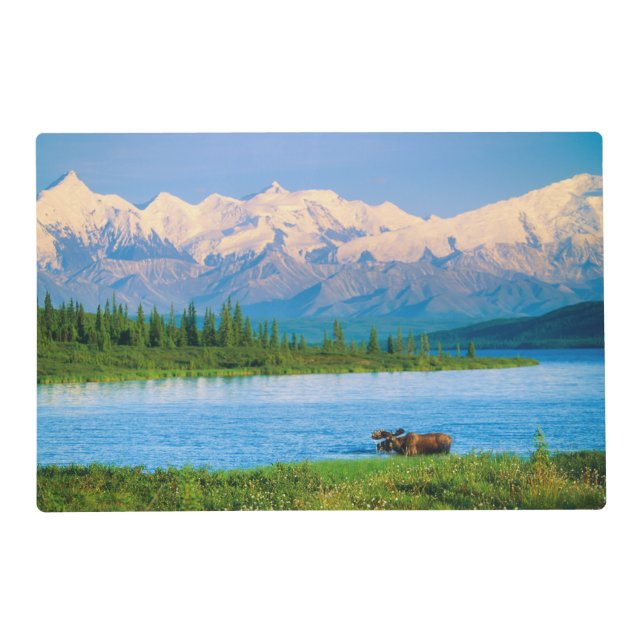Bull moose in Wonder Lake Placemat (Front)