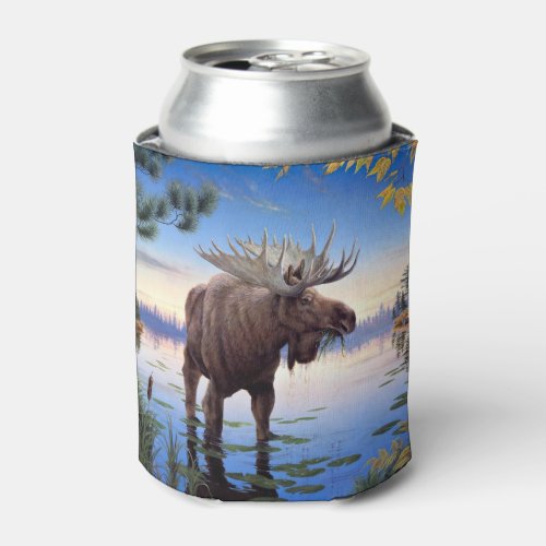 Bull Moose Mountain River Scene Can Cooler