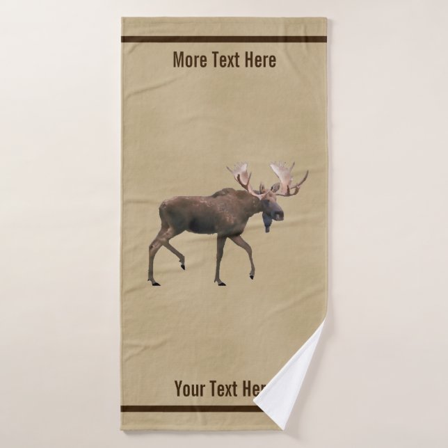 Bull Moose On Old Paper Bath Towel Set (Bath Towel)