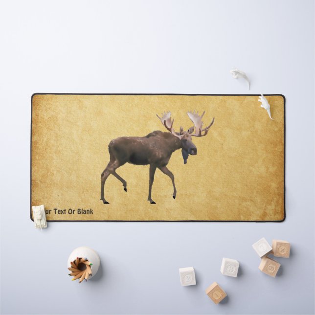 Bull Moose On Old Paper Desk Mat (Kids Table)
