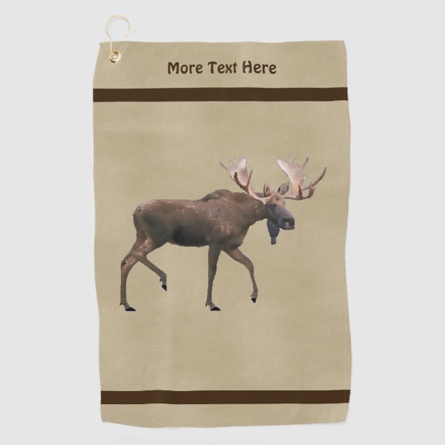 Bull Moose On Old Paper Golf Towel (Front)