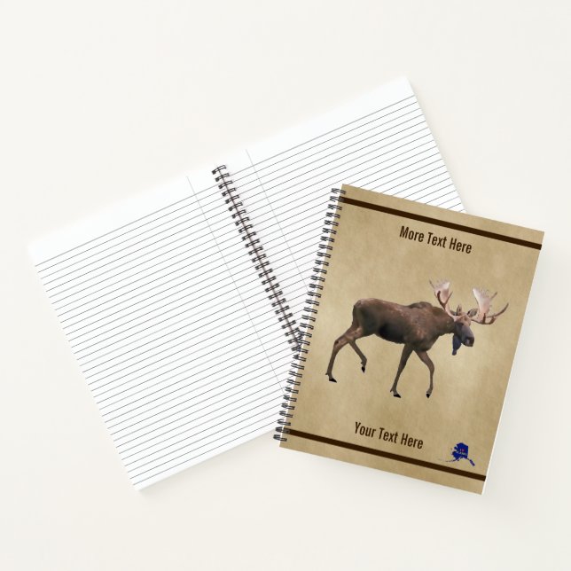 Bull Moose On Old Paper Notebook (Inside)